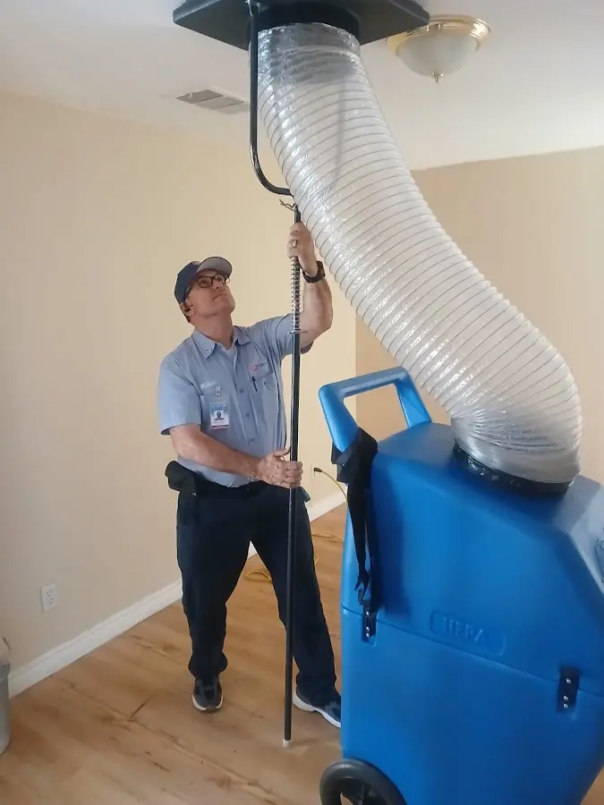Mini Split Installation technician using HEPA equipment in El Cerro Mission